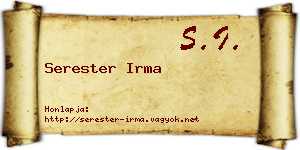 Serester Irma névjegykártya